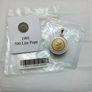 1991 500 Lire Pope John Paul II 14K Pendant